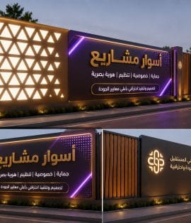 أسوار مشاريع في جدة - تصميم وتنفيذ أسوار مشاريع احترافية من الحديد والخشب والبنر