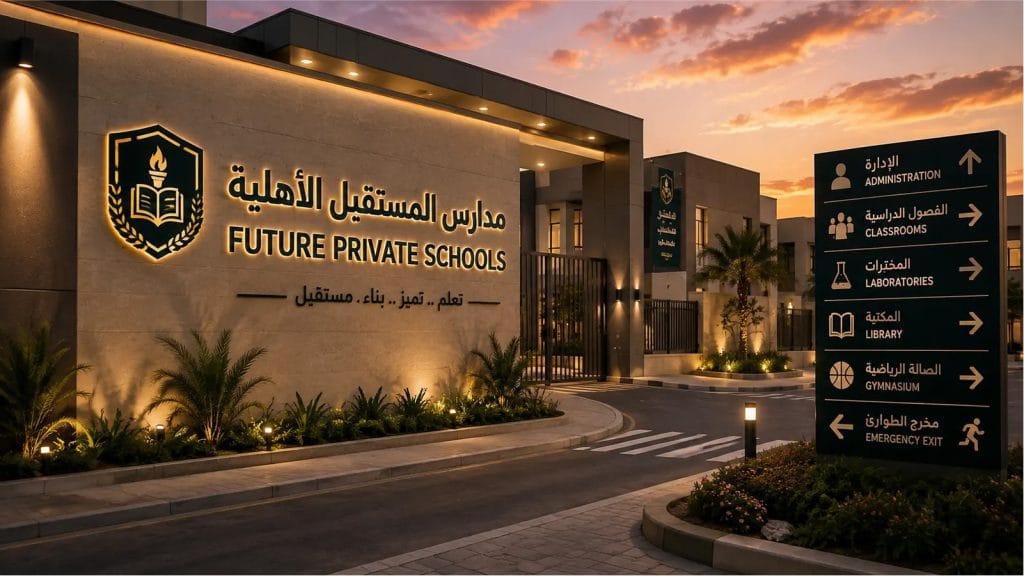 لوحات واجهات المدارس والحروف البارزة في جدة