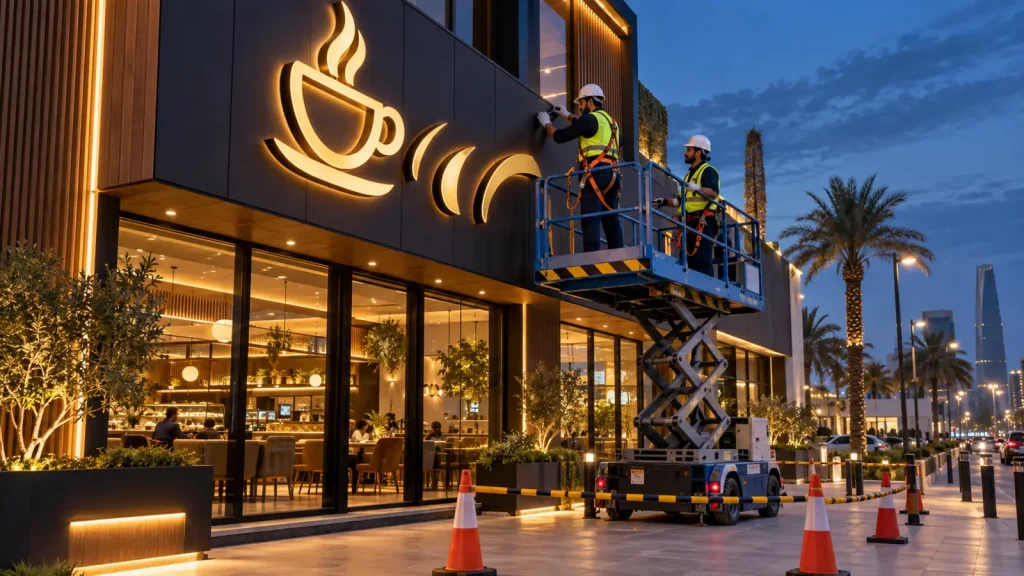 installing-cafe-illuminated-letters-jeddah